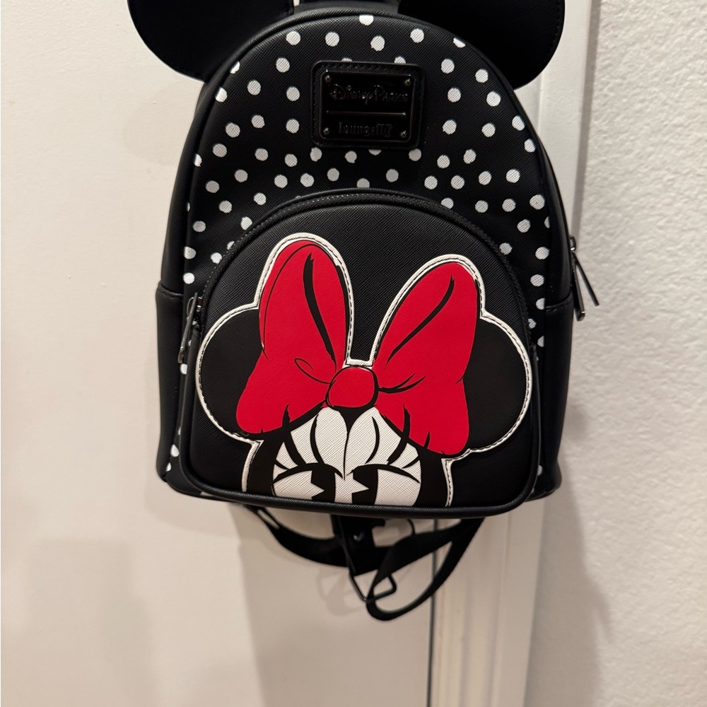Loungefly Disney Black and Red Minnie Mouse Backpack with Ears and Bow